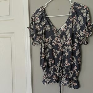 Blue floral summer top